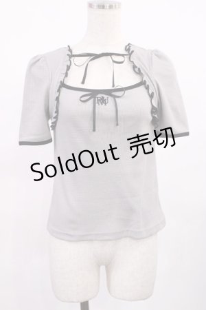 画像: pium / ダブルリボンケープワッフルカットソー Free グレー H-25-09-19-1026-LO-TO-NS-ZH