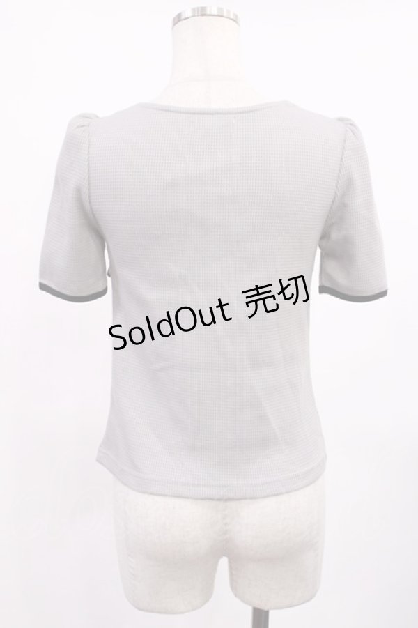 画像2: pium / ダブルリボンケープワッフルカットソー Free グレー H-25-09-19-1026-LO-TO-NS-ZH (2)