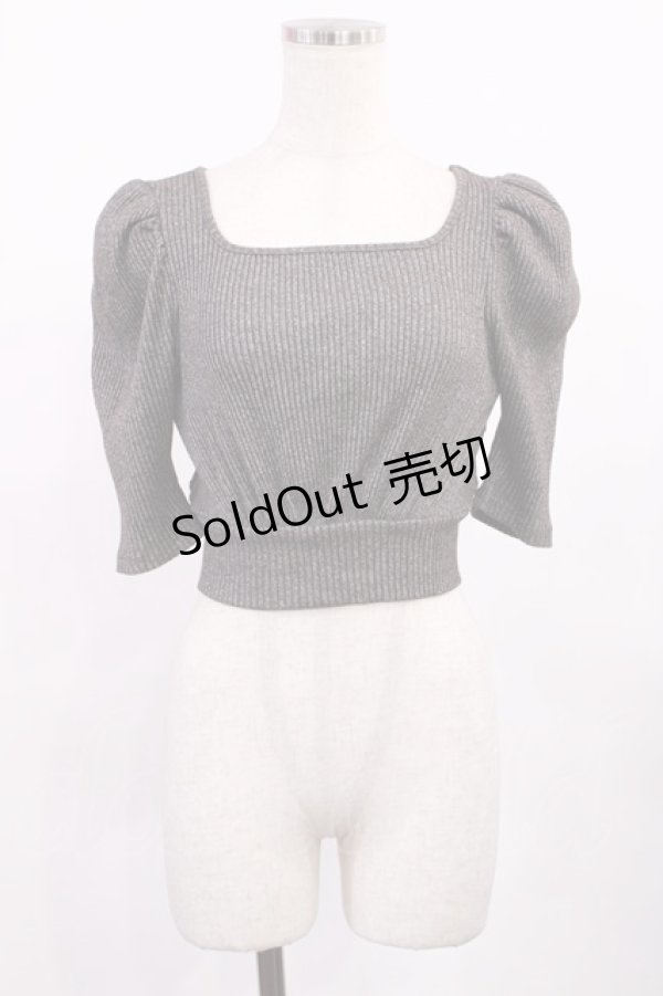 画像1: EATME / バックリボンショートリブTOP Free グレー H-25-09-19-1027-LO-TO-NS-ZH (1)