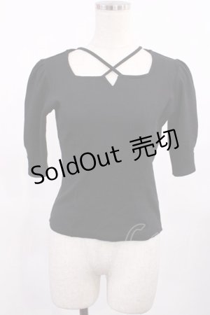 画像: EATME / クロスネックパフスリーブTOP Free ブラック H-25-09-19-1028-LO-TO-NS-ZH