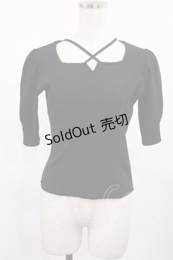 画像1: EATME / クロスネックパフスリーブTOP Free ブラック H-25-09-19-1028-LO-TO-NS-ZH (1)