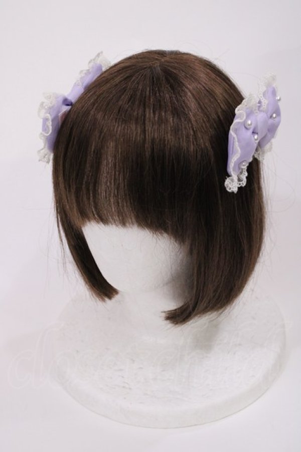 画像1: Angelic Pretty / ぷくぷくパールリボンコーム  ラベンダー H-25-09-19-1036-AP-AC-NS-ZH (1)