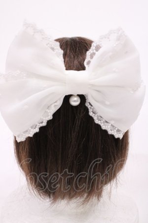 画像: Angelic Pretty / Dotチュールマドンナリボンバレッタ  オフ H-25-09-19-1038-AP-AC-NS-ZH