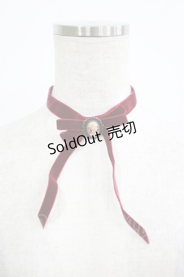 画像1: MIHO MATSUDA / カメオリボンチョーカー  ボルドー H-25-09-19-064-GO-AC-KB-ZH (1)