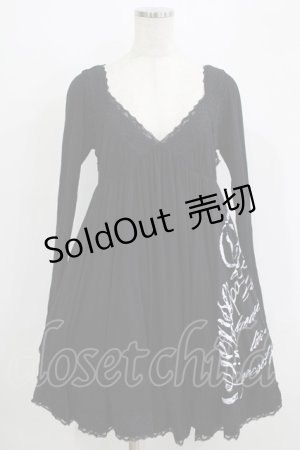 画像: GHOST of HARLEM / プリントチュニックワンピース  黒 H-25-09-19-014-GL-OP-KB-ZH
