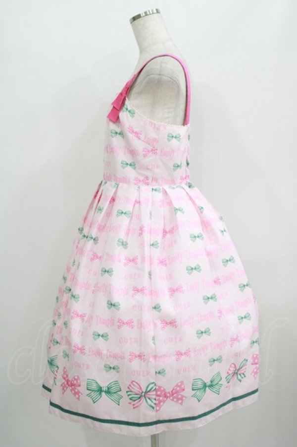 画像2: Emily Temple cute / トリプルRIBBONキャミソールワンピース  ピンク H-25-09-20-003-ET-OP-KB-ZH (2)