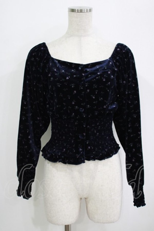 画像1: Candy Stripper / FLOWER VELOUR   ネイビー H-25-09-20-033-PU-TO-KB-ZH (1)