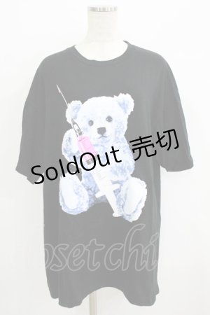 画像: LISTEN FLAVOR / お注射ベアビッグTシャツ  ブラック H-25-09-20-037-PU-TO-KB-ZH