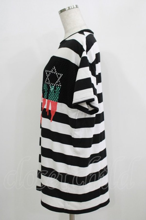 画像2: LISTEN FLAVOR / 悪魔の召喚メッシュ切替カットソー  ボーダー H-25-09-20-042-PU-TO-KB-ZT492 (2)