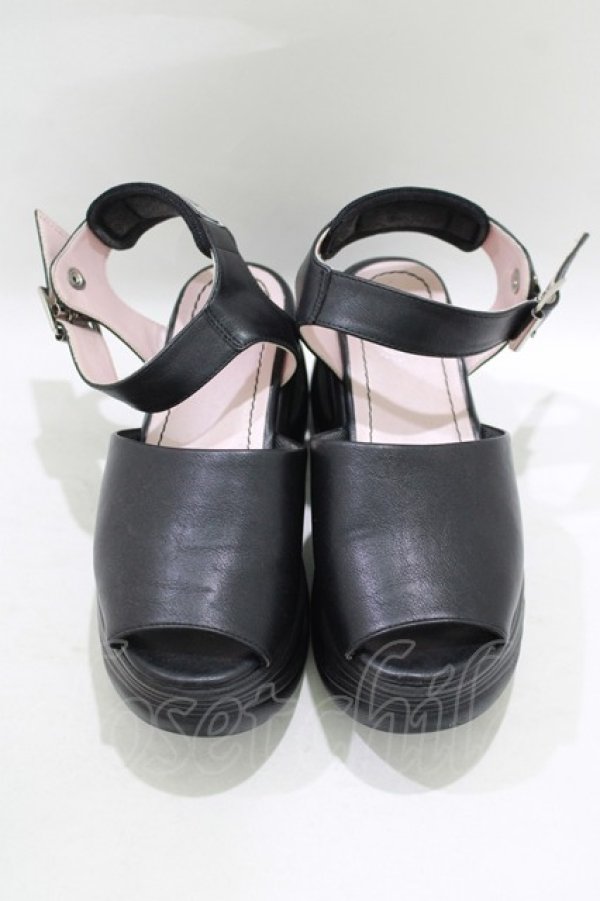 画像1: YOSUKE / 厚底サンダル 23.0cm 黒 H-25-09-20-069-PU-SH-KB-ZT-K005 (1)