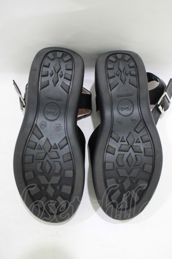 画像4: YOSUKE / 厚底サンダル 23.0cm 黒 H-25-09-20-069-PU-SH-KB-ZT-K005 (4)