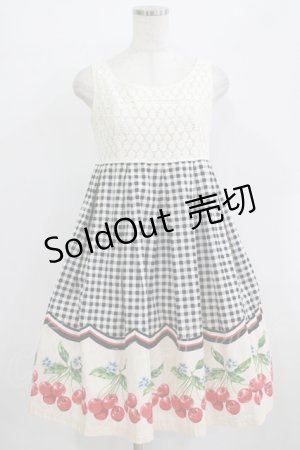 画像: 【SALE】Emily Temple cute / ギンガムチェリーノースリーブワンピース  クロ H-25-09-20-010-ET-OP-KB-ZT073