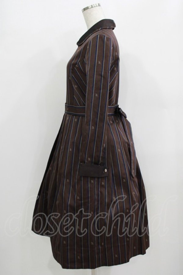 画像2: Jane Marple / Regimental stripeのコレットドレス  ブラウン H-25-09-20-012-JM-OP-KB-ZH (2)