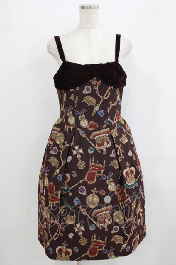 画像1: Jane Marple / ロイヤルコレクションゴブランのキャミワンピース  エンジ H-25-09-20-013-JM-OP-KB-ZH (1)