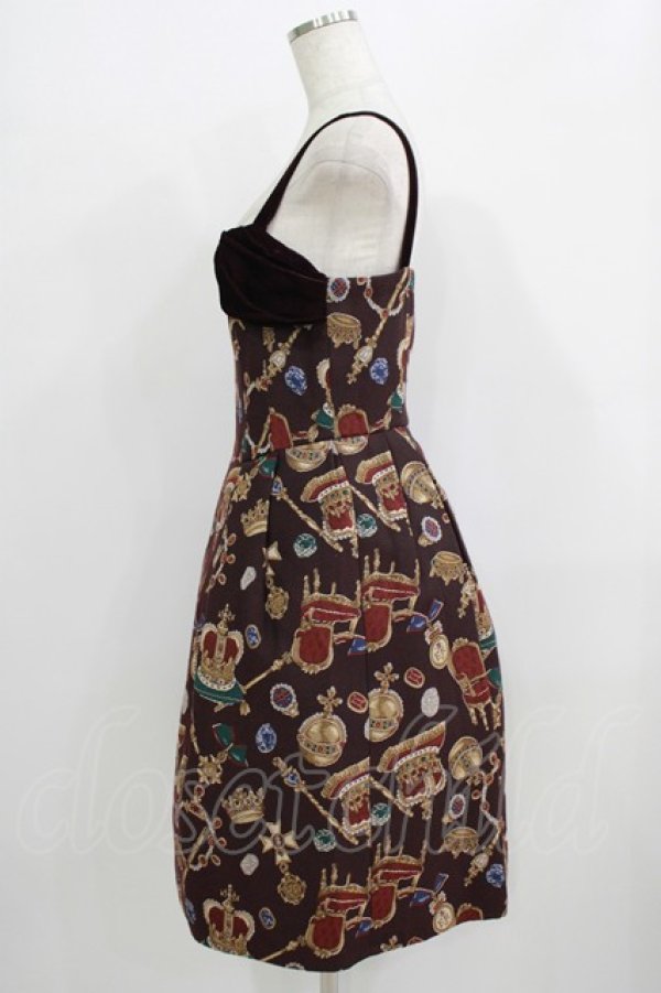 画像2: Jane Marple / ロイヤルコレクションゴブランのキャミワンピース  エンジ H-25-09-20-013-JM-OP-KB-ZH (2)