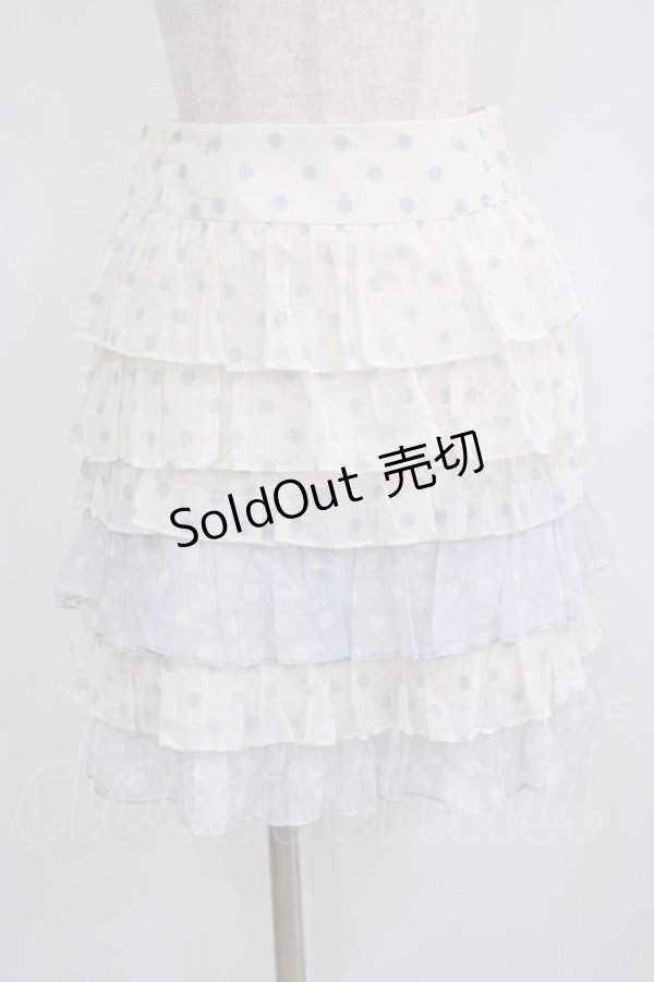 画像1: Jane Marple / ドットフリルスカート  オフ×サックス H-25-09-20-015-JM-SK-KB-ZH (1)