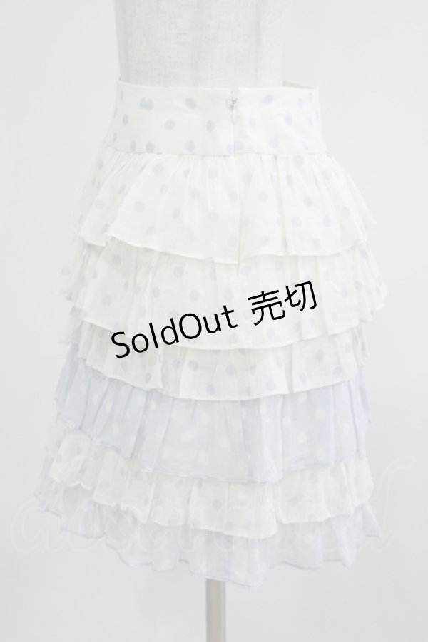 画像2: Jane Marple / ドットフリルスカート  オフ×サックス H-25-09-20-015-JM-SK-KB-ZH (2)