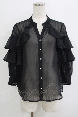 画像: axes femme NOSTALGIE / シフォンフリルブラウス Free ブラック H-25-09-21-033-AX-BL-NS-ZH