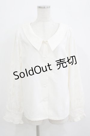 画像: DearMyLoveRose / 選べる衿レースパフスリブラウス L アイボリー H-25-09-21-034-EL-BL-NS-ZH