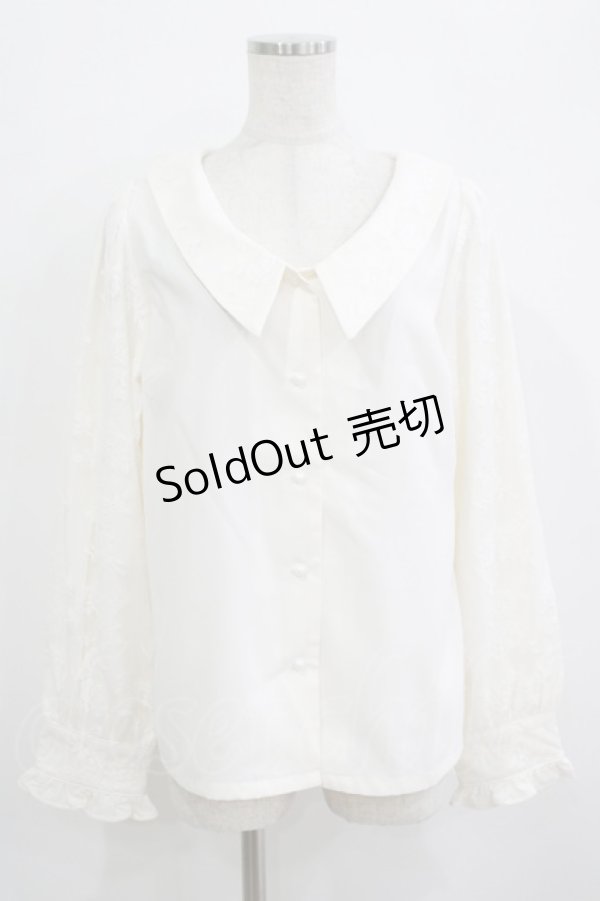 画像1: DearMyLoveRose / 選べる衿レースパフスリブラウス L アイボリー H-25-09-21-034-EL-BL-NS-ZH (1)