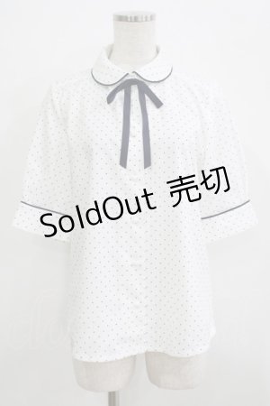 画像: Fi.n.t / タイ付き5分袖ドットブラウス Free OFF×NAVY H-25-09-21-039-CA-BL-NS-ZH