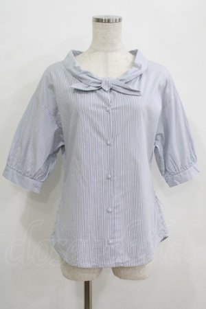 画像: an another angelus / マリンタイカラー5分袖ブラウス Free WHITE×BL H-25-09-21-041-CA-BL-NS-ZH