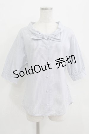 画像: an another angelus / マリンタイカラー5分袖ブラウス Free WHITE×BL H-25-09-21-041-CA-BL-NS-ZH