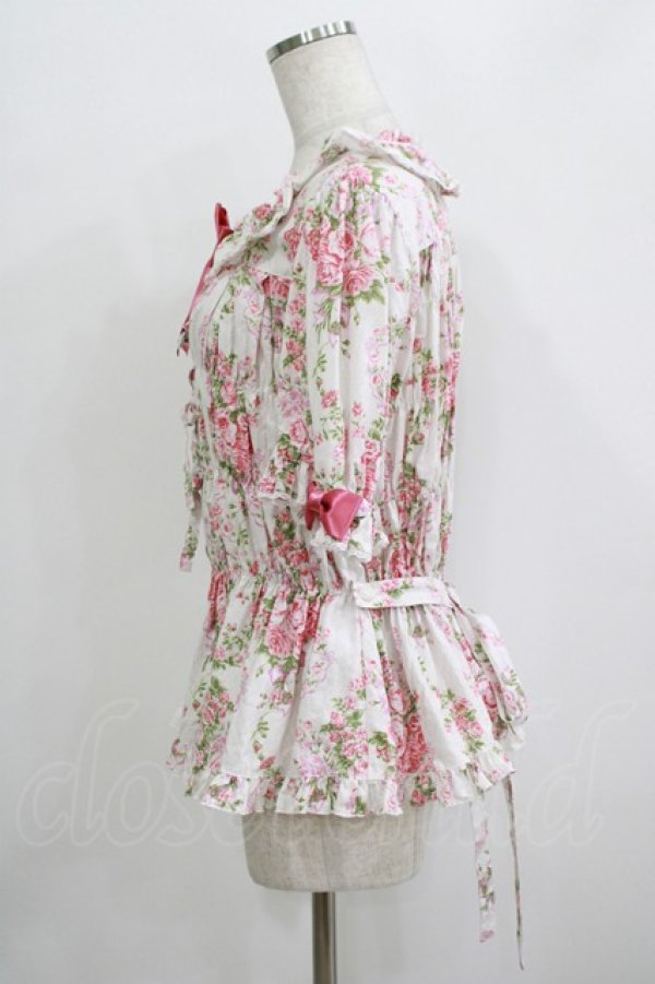 画像2: metamorphose / 【プラスサイズ】シャーロットスクエアあき半袖ブラウス プラスサイズ オフ白 H-25-09-21-048-ME-BL-NS-ZH (2)