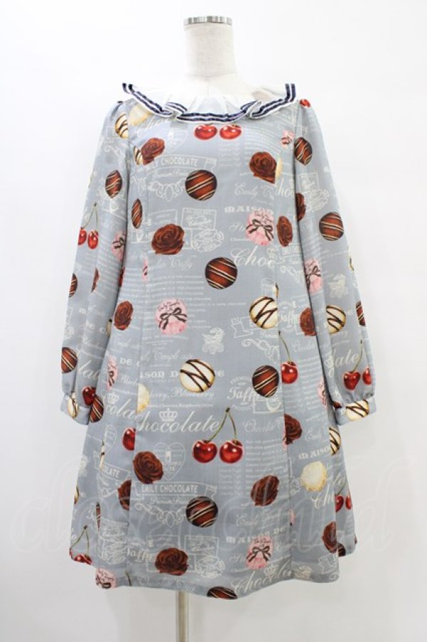 画像1: Emily Temple cute / TAFFYチョコレートワンピース  ブルーグレー H-25-09-21-1029-ET-OP-KB-ZH (1)