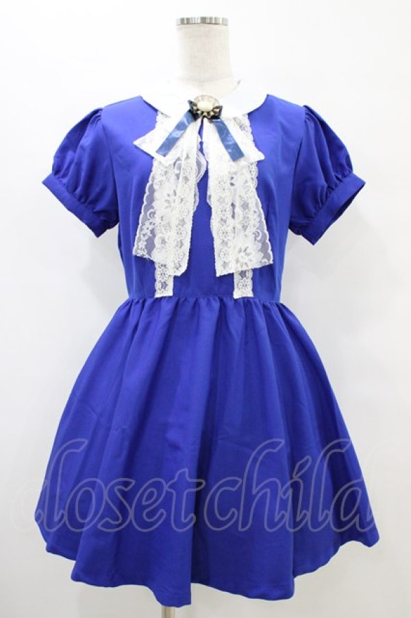 画像1: MARBLE / 丸襟パフスリーブワンピース M ブルー H-25-09-21-1030-GO-OP-KB-ZH (1)