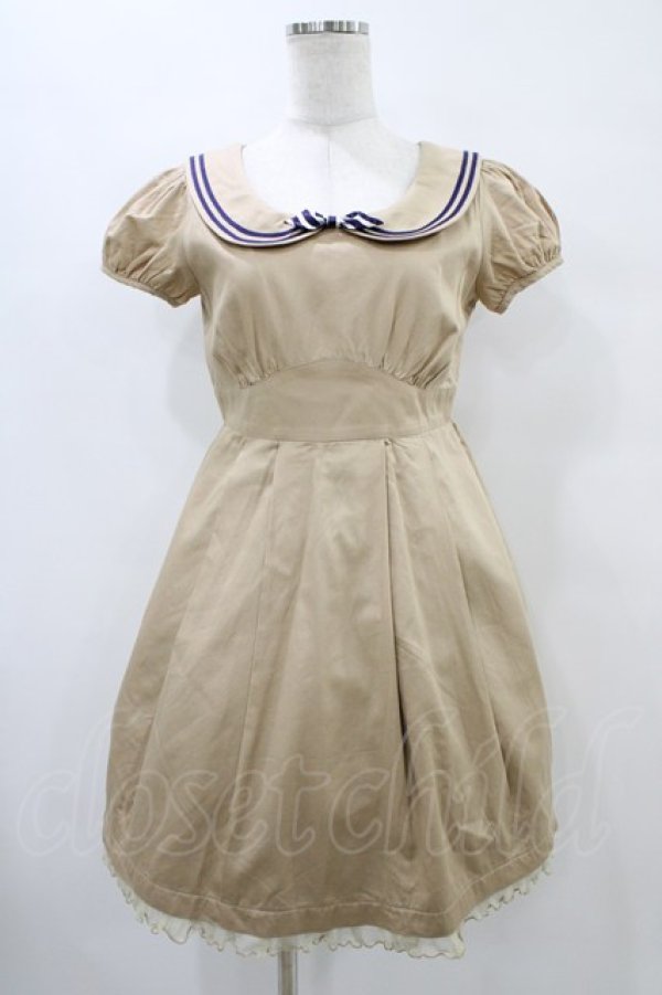 画像1: Emily Temple cute / クロテッドセーラーワンピース  ベージュ H-25-09-21-1031-ET-OP-KB-ZH (1)