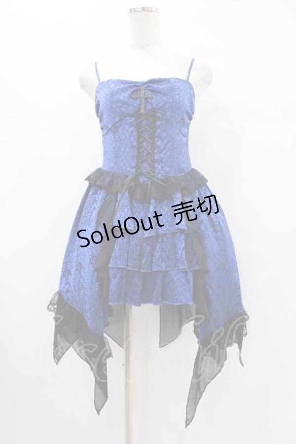 画像1: BLOOD SUPPLY（海外ブランド） / クロスチャームキャミワンピース S ブルー H-25-09-21-1033-GO-OP-KB-ZH (1)