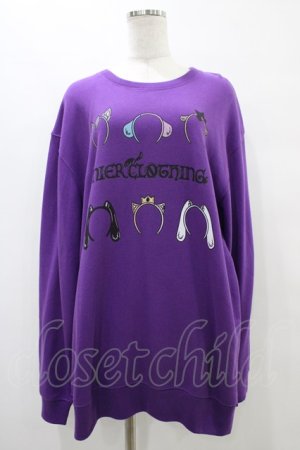 画像: NieR Clothing / プリントSWEAT  2XL パープル H-25-09-21-1054-PU-TO-KB-ZH