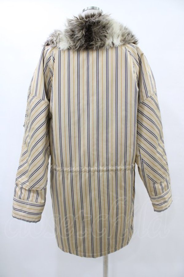 画像2: MILKBOY / ファーカラーモッズコート  ベージュストライプ H-25-09-21-1056-MB-CO-KB-ZH (2)