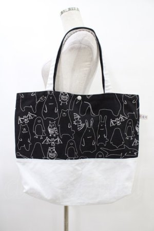 画像: 西麻布サーカス団 / プリント切替BAG  黒×白 H-25-09-21-1009-HN-BG-KB-ZH