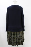 画像2: Jane Marple Dans Le Salon / ニットとTartan checkのトロンプルイユドレス M ネイビー×カーキ H-25-09-21-1019-JM-OP-KB-ZH (2)
