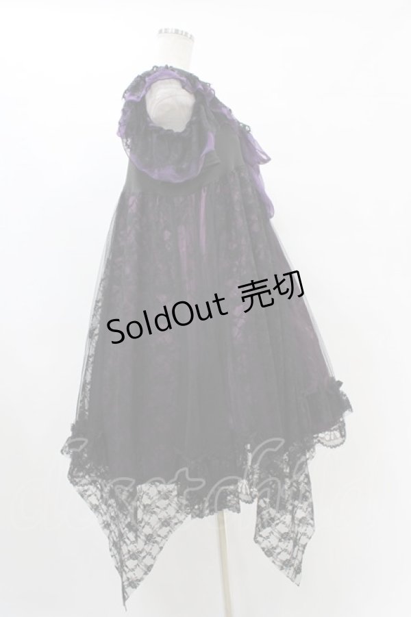画像3: MR corset / レースフリル蝶プリントワンピース  黒×紫 H-25-09-21-1020-PU-OP-KB-ZH (3)