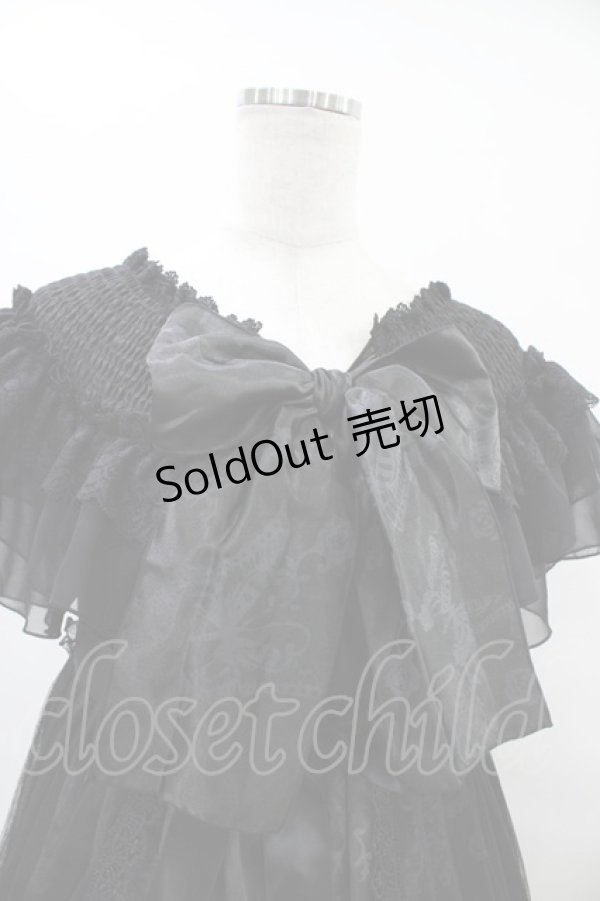 画像4: MR corset / シャーリングショルダーフィッシュテールワンピース  黒×黒 H-25-09-21-1021-PU-OP-KB-ZH (4)