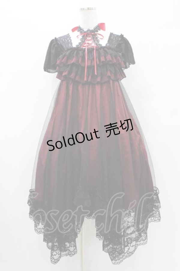 画像1: MR corset / レースアップホルタードレス  黒×赤 H-25-09-21-1022-PU-OP-KB-ZH (1)