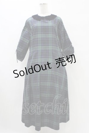 画像: Jane Marple Dans Le Salon / メモリアルチェックベルベットカラードレス M グリーン×ネイビーチェック H-25-09-21-1023-JM-OP-KB-ZH