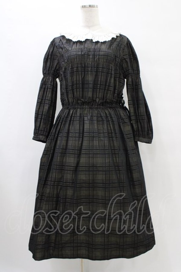 画像1: Jane Marple / Memory shadow check shirring dress  ブラック H-25-09-21-1024-JM-OP-KB-ZH (1)