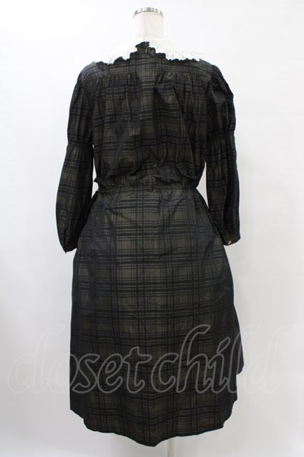 画像2: Jane Marple / Memory shadow check shirring dress  ブラック H-25-09-21-1024-JM-OP-KB-ZH (2)