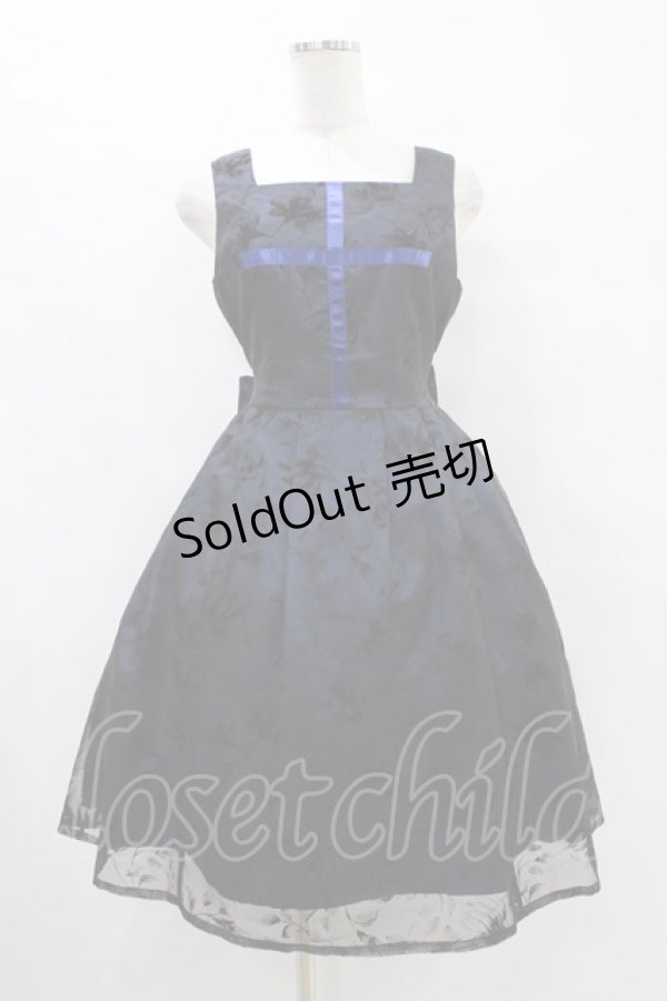 画像1: Moi-meme-Moitie / 花柄フロッキーミニジャンパースカート 9号 黒×青 H-25-09-21-1026-MO-OP-KB-ZH (1)