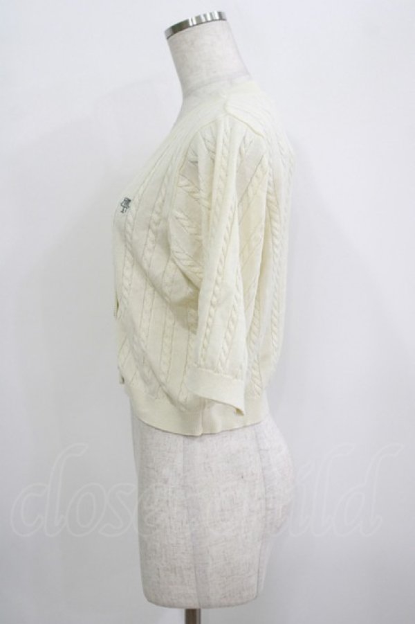 画像2: Fi.n.t / エンブレム釦ケーブルVネックニットカーディガン Free IVORY H-25-09-21-058-CA-TO-NS-ZH (2)