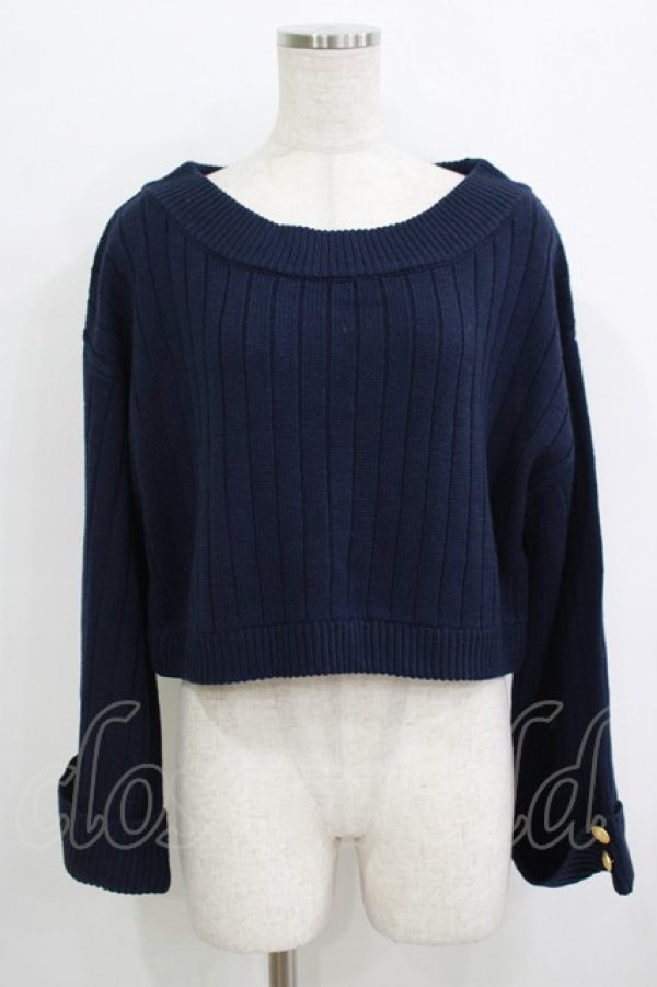 画像1: Fi.n.t / エンブレム釦ワイドスリーブニットプルオーバー Free NAVY H-25-09-21-061-CA-TO-NS-ZH (1)