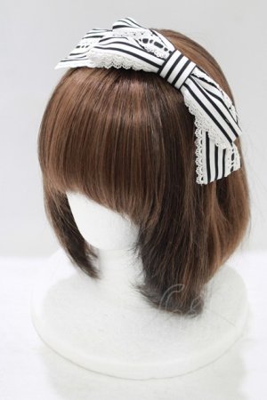 画像: Angelic Pretty / Fancy Stripeカチューシャ  オフ/ブラック H-25-09-21-069-AP-AC-NS-ZH