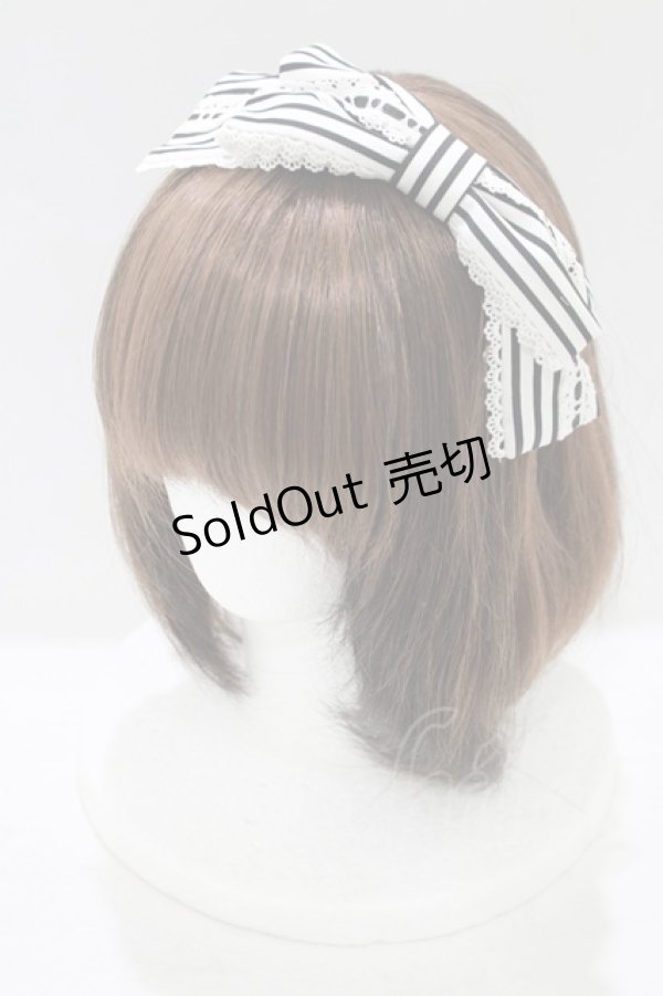 画像1: Angelic Pretty / Fancy Stripeカチューシャ  オフ/ブラック H-25-09-21-069-AP-AC-NS-ZH (1)