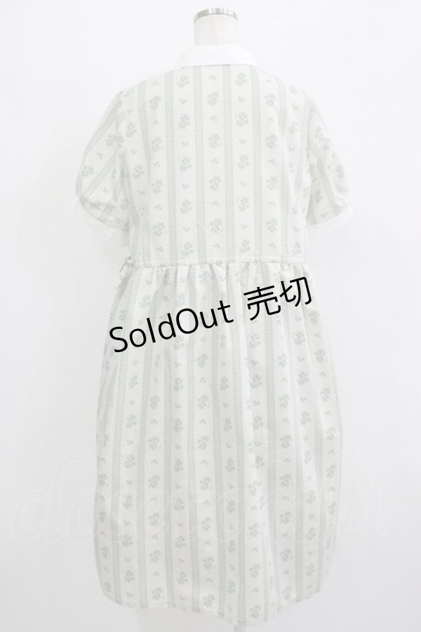 画像3: Fi.n.t / ストライプ花柄ドロストシャツワンピース Free L/GR×WH H-25-09-21-012-CA-OP-NS-ZH (3)