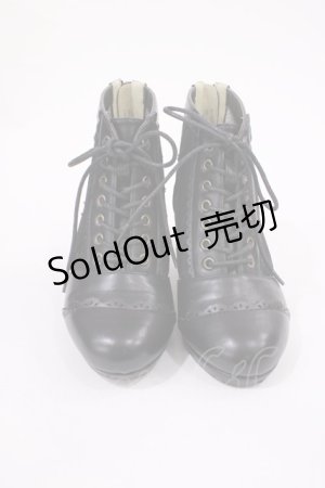 画像: axes femme / チュールレースアップブーツ S(22.5cm) ブラック H-25-09-22-1040-AX-SH-NS-ZH