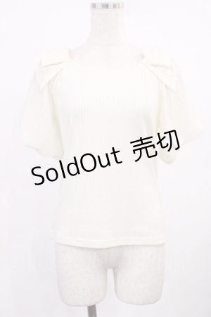 画像: axes femme POETIQUE / 肩リボントップス M アイボリー H-25-09-22-1023-AX-TO-YZ-ZH